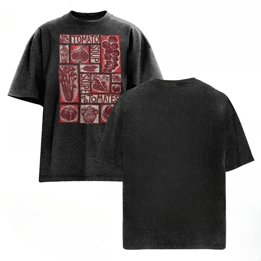 Unisex Tomato Soup Prints Washed Tee
