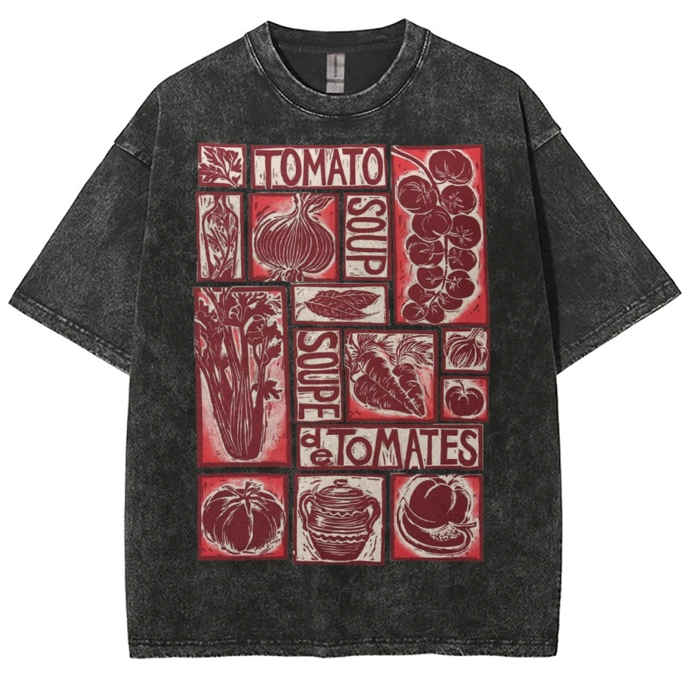 Unisex Tomato Soup Prints Washed Tee