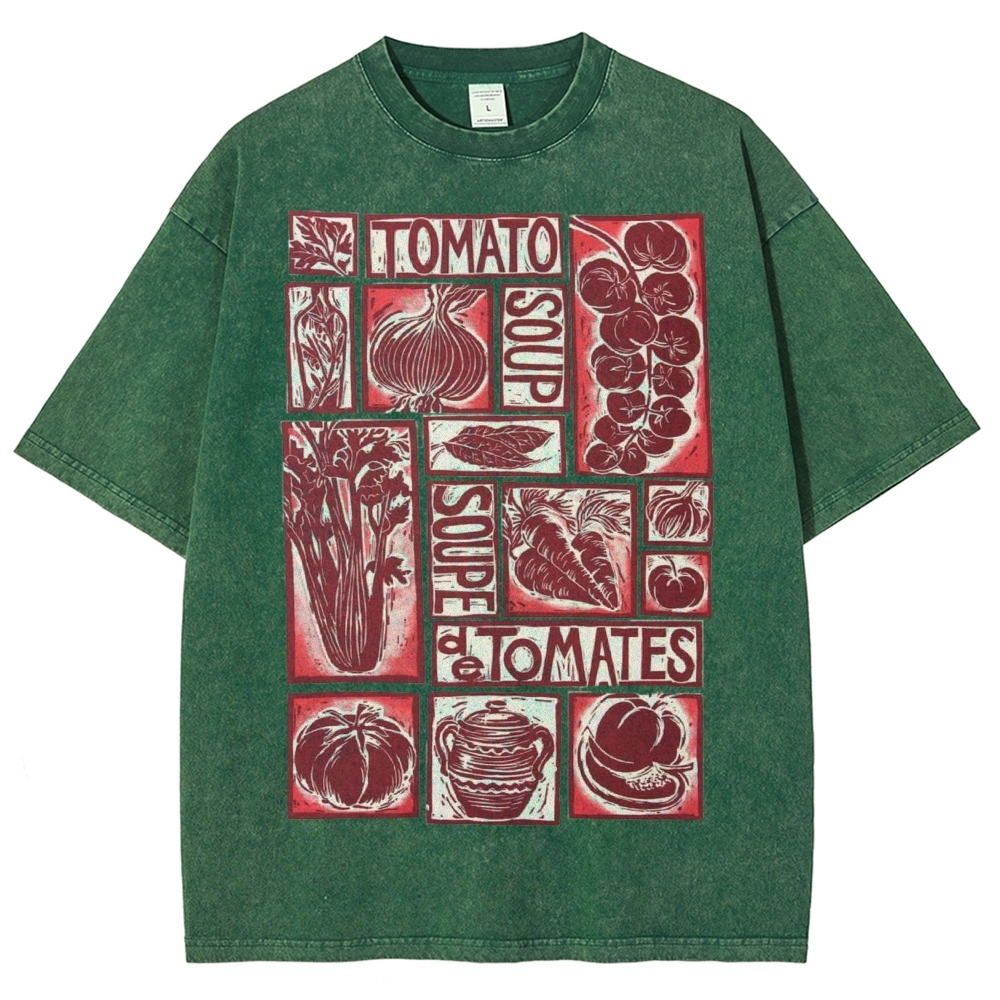 Unisex Tomato Soup Prints Washed Tee