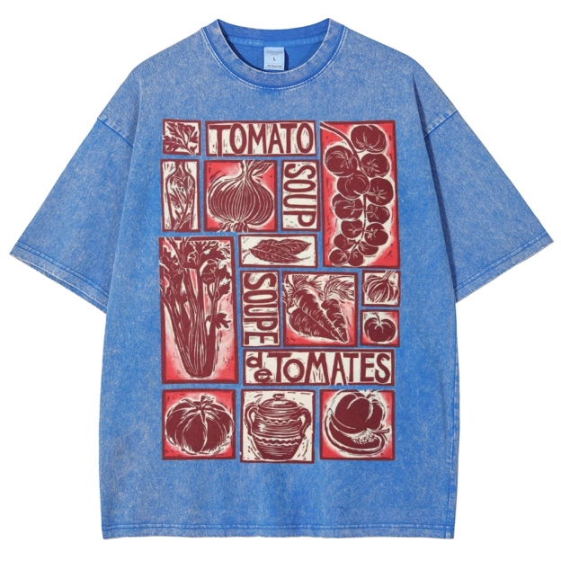 Unisex Tomato Soup Prints Washed Tee