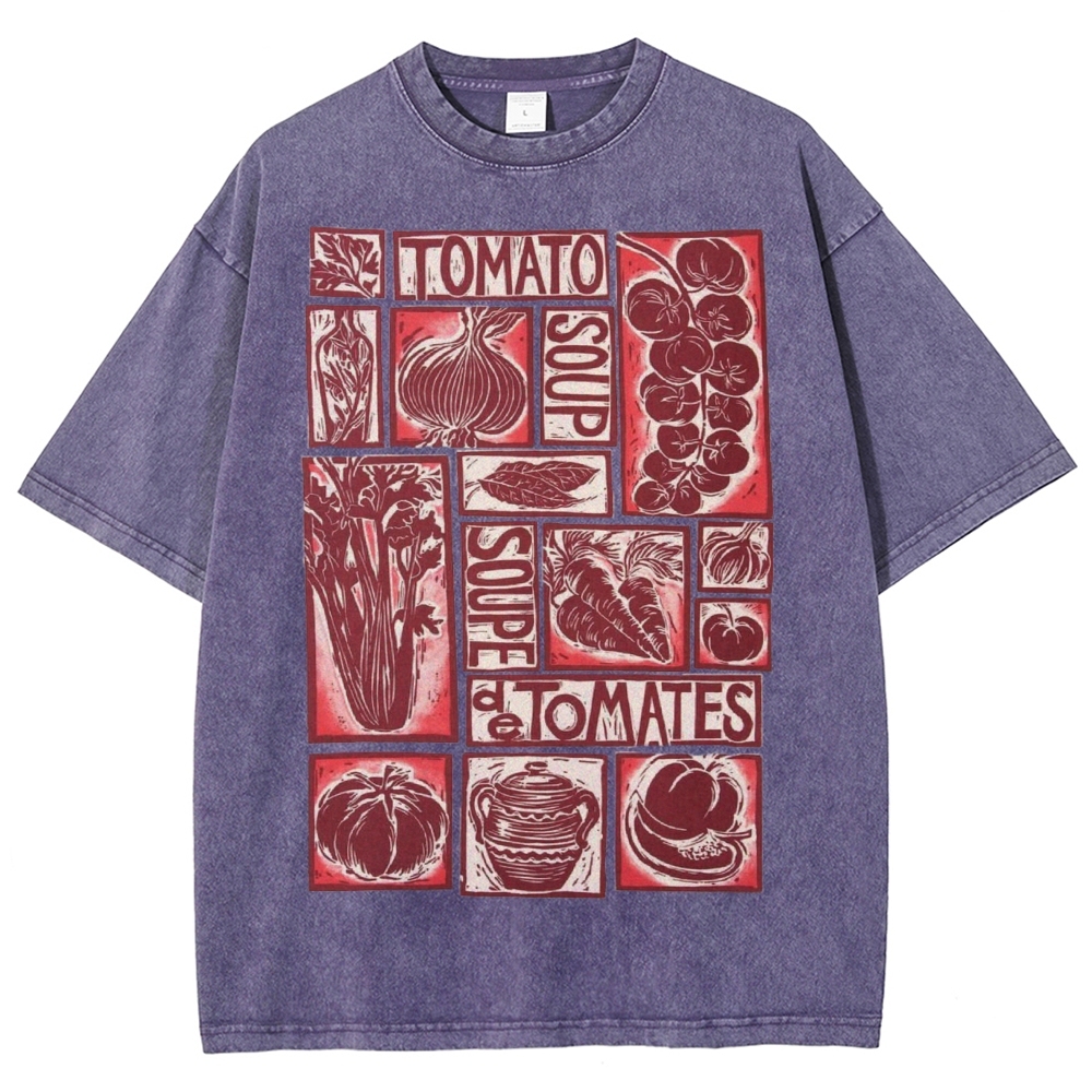 Unisex Tomato Soup Prints Washed Tee