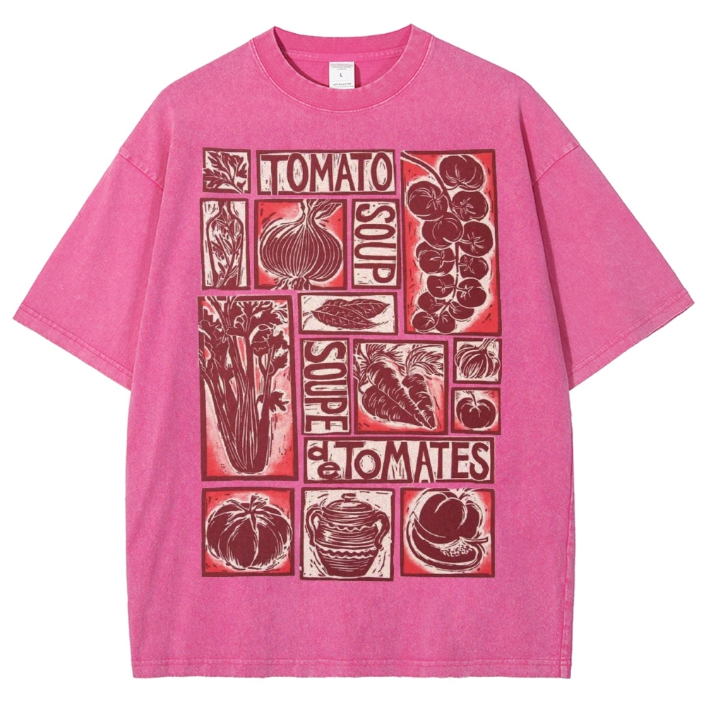 Unisex Tomato Soup Prints Washed Tee