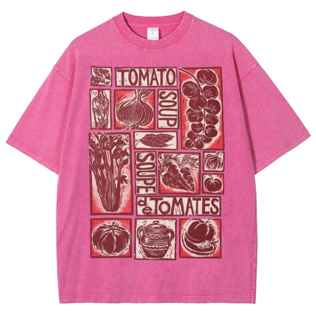 Unisex Tomato Soup Prints Washed Tee