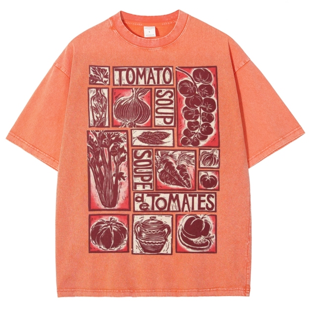 Unisex Tomato Soup Prints Washed Tee