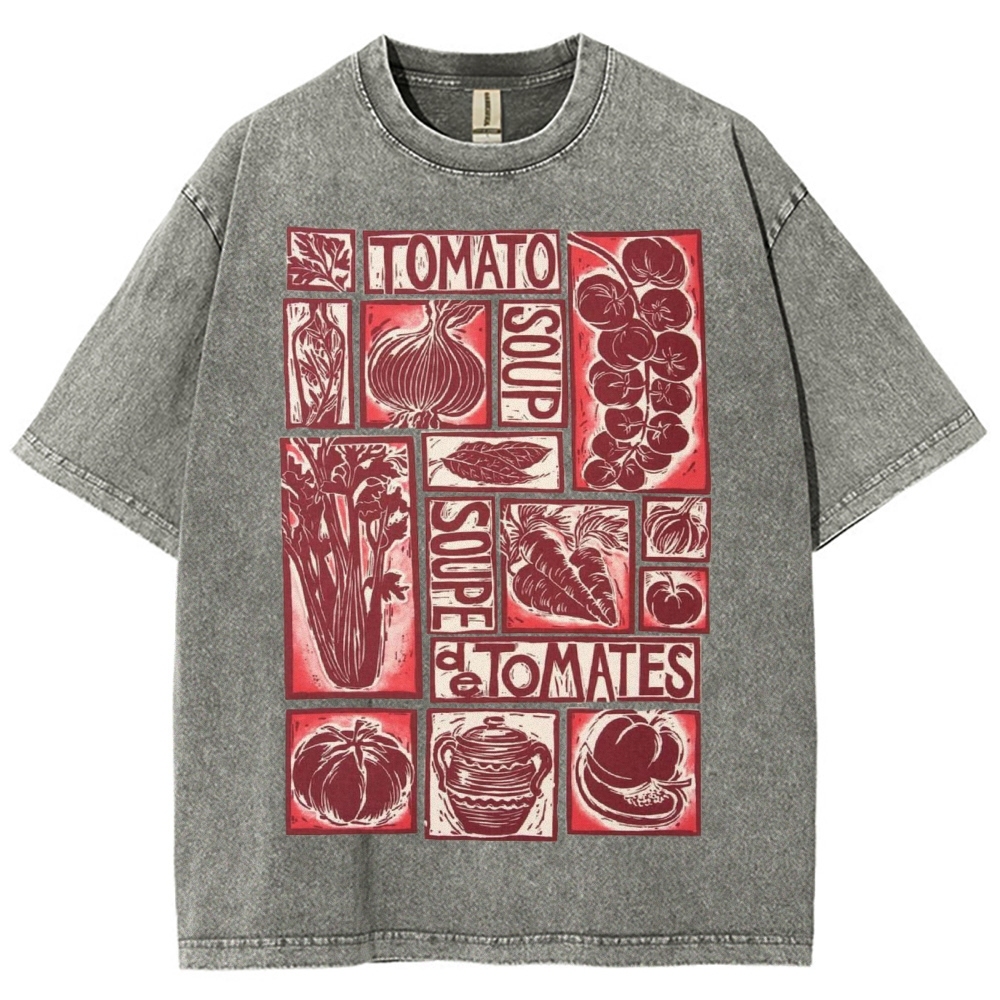Unisex Tomato Soup Prints Washed Tee
