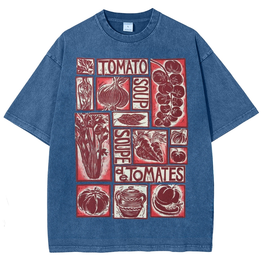 Unisex Tomato Soup Prints Washed Tee