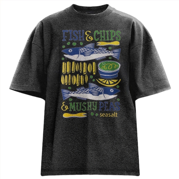 Unisex Fun Salmon Prints Washed Tee