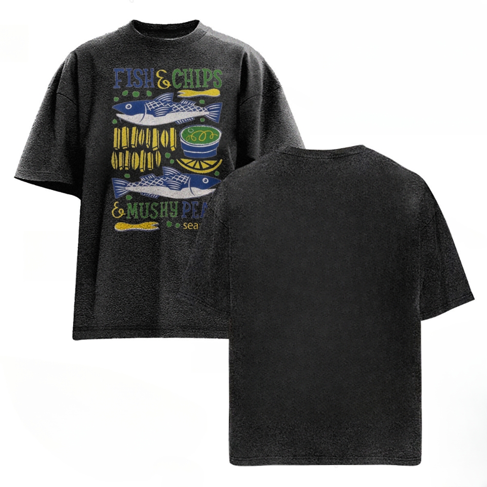 Unisex Fun Salmon Prints Washed Tee