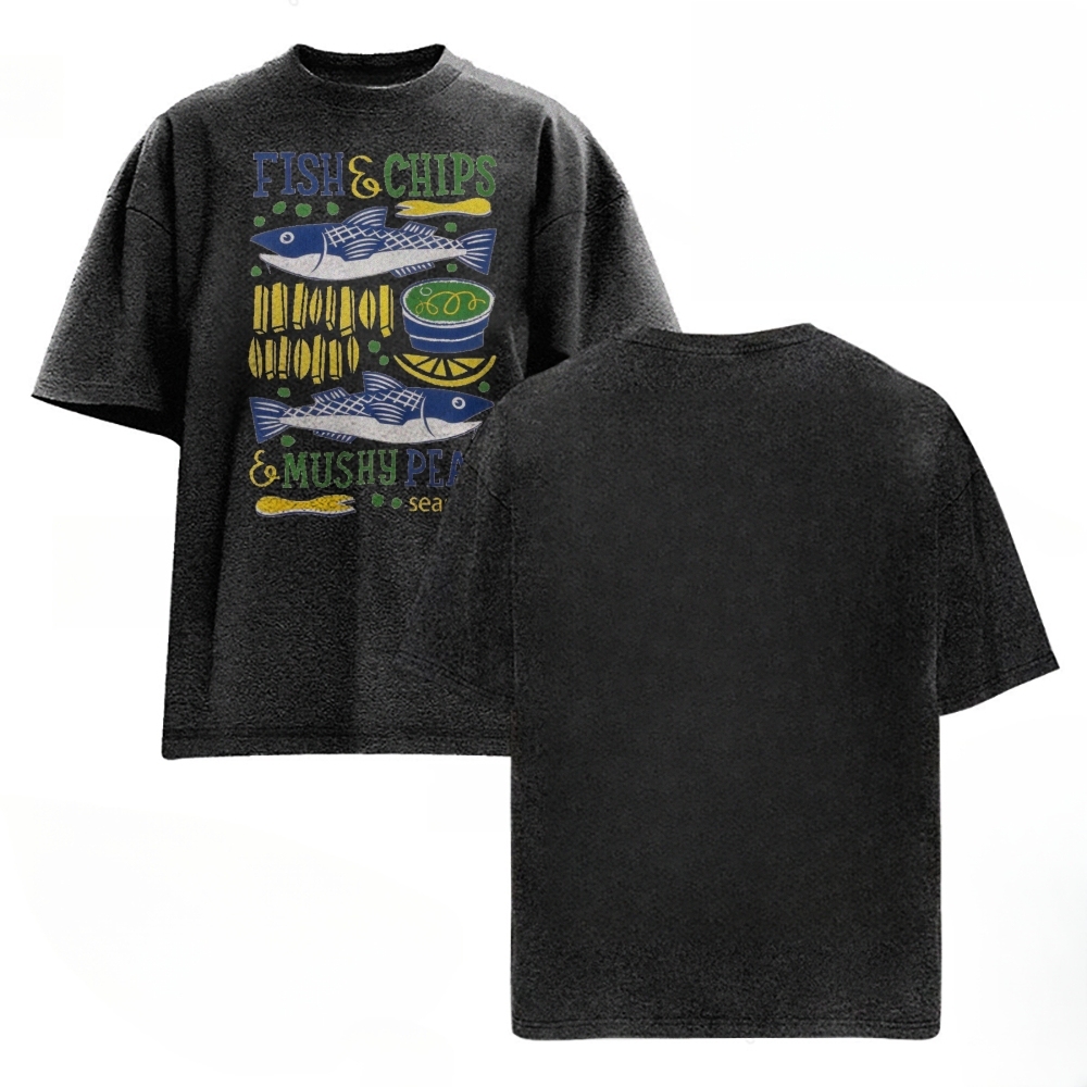 Unisex Fun Salmon Prints Washed Tee