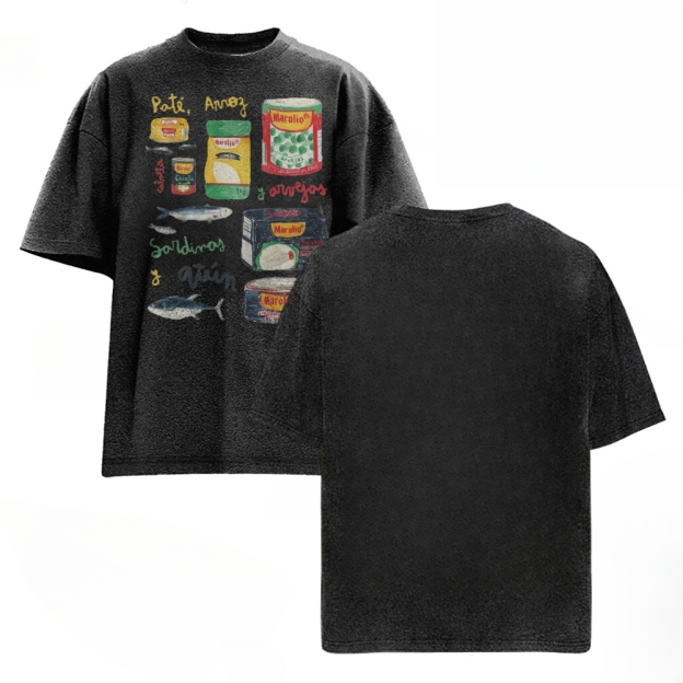 Unisex Sardines Can Prints Washed Tee