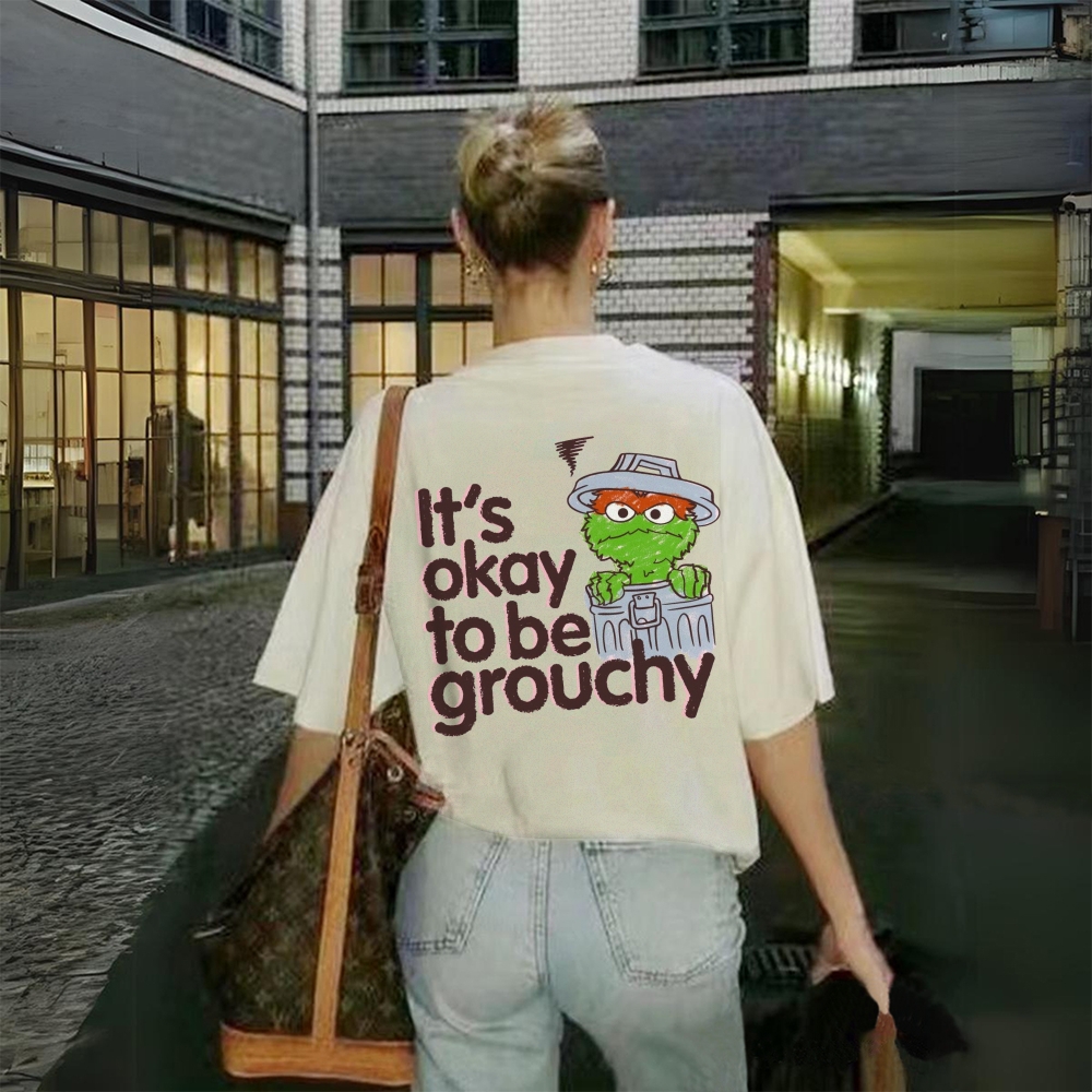 Unisex It's Okay To Be Grouchy Printed Cotton Short-sleeve T-shirt