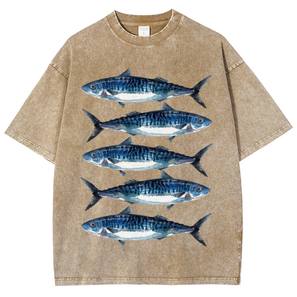 Five Sardines Unisex Vintage Washed Tee