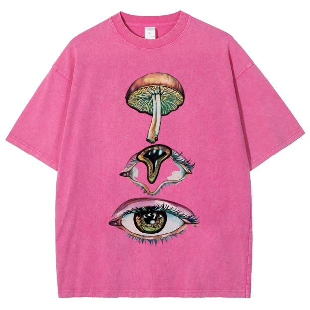 Unisex Abstract Art Eyes Printed Washed Tee
