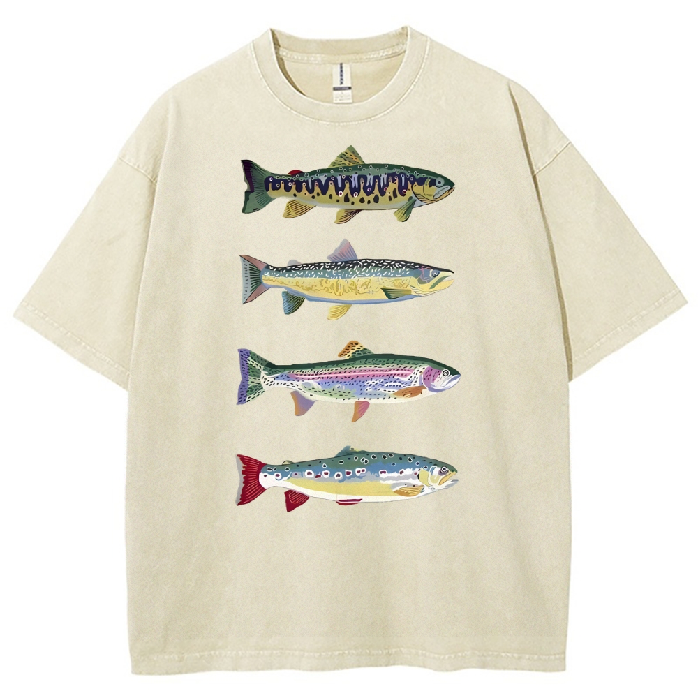 Fish Art Print Casaul Short Sleeve T-shirt