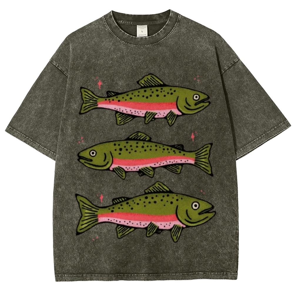Three Trout Unisex Vintage Washed Tee