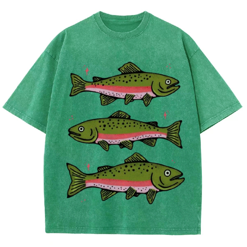 Three Trout Unisex Vintage Washed Tee