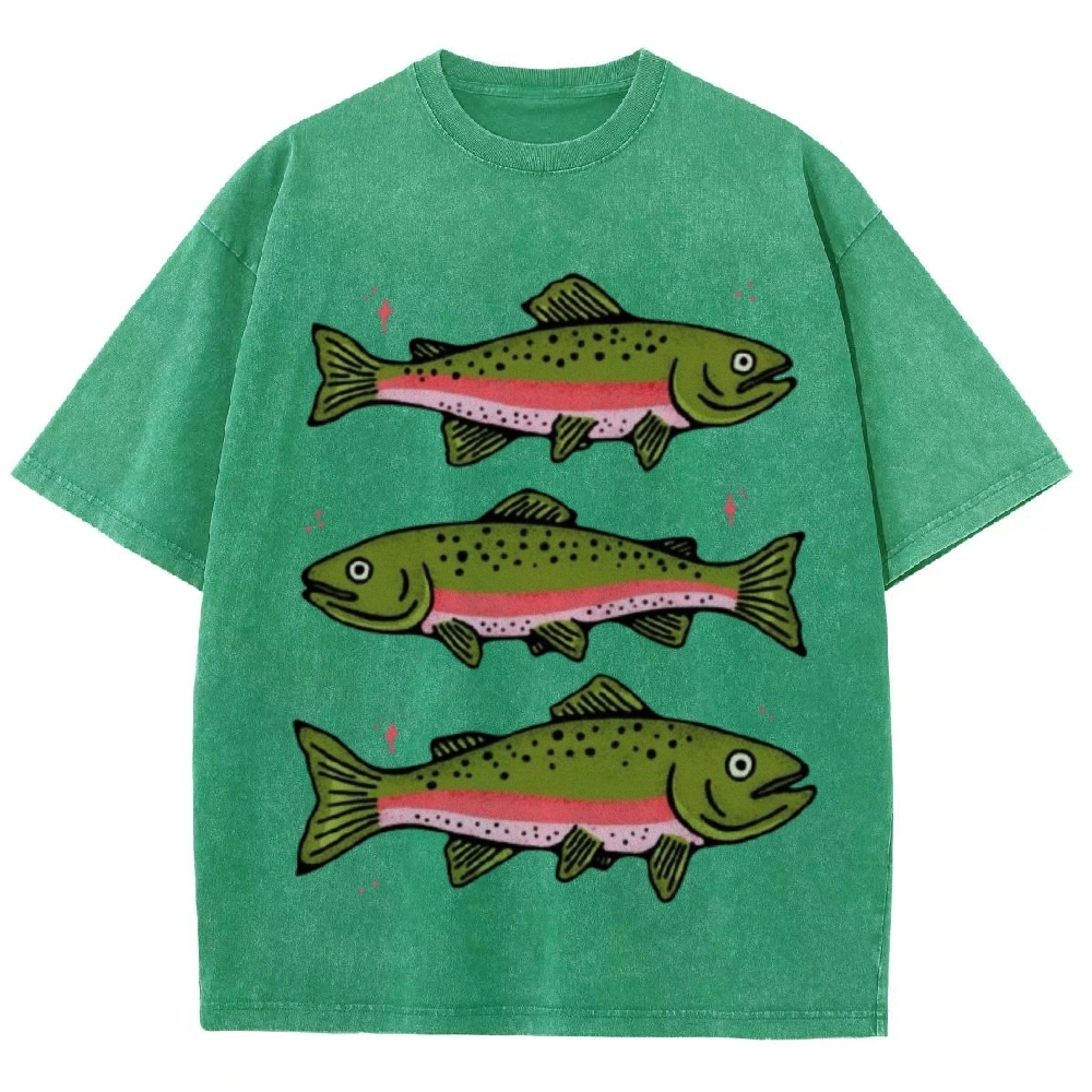 Three Trout Unisex Vintage Washed Tee