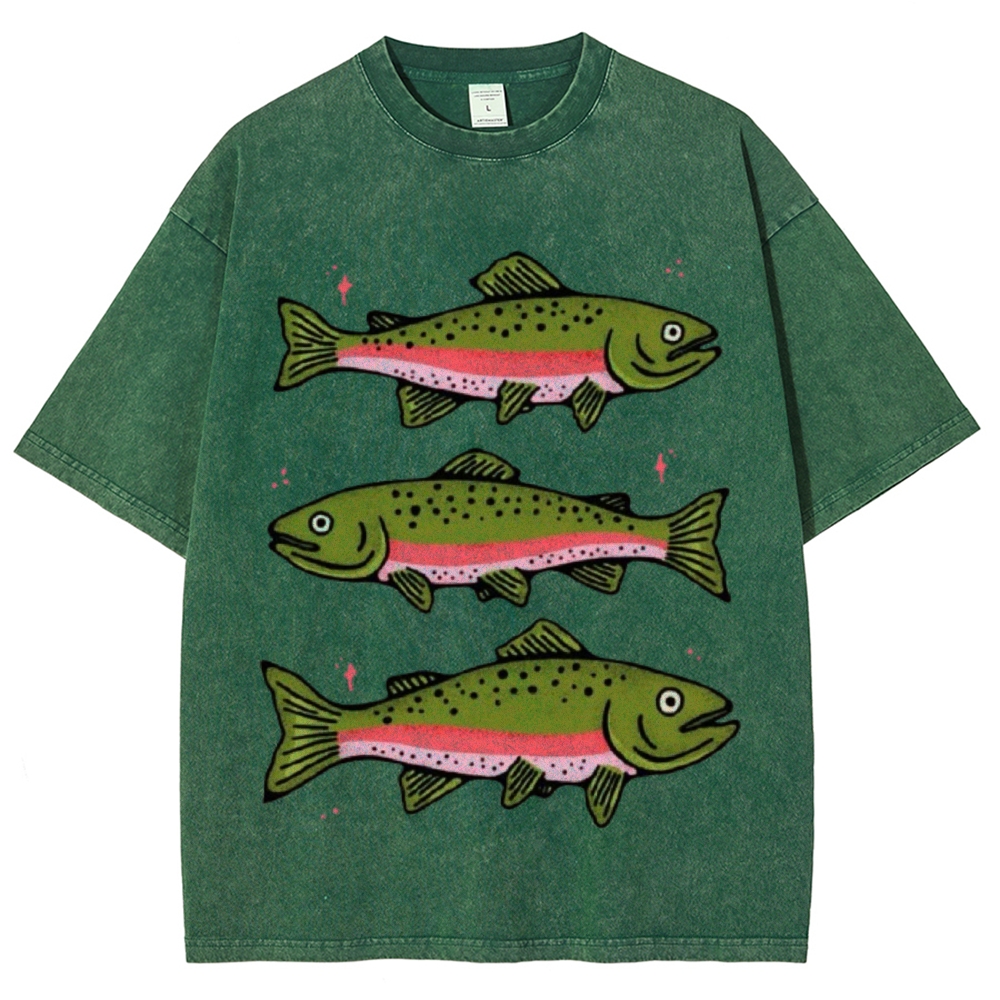 Three Trout Unisex Vintage Washed Tee