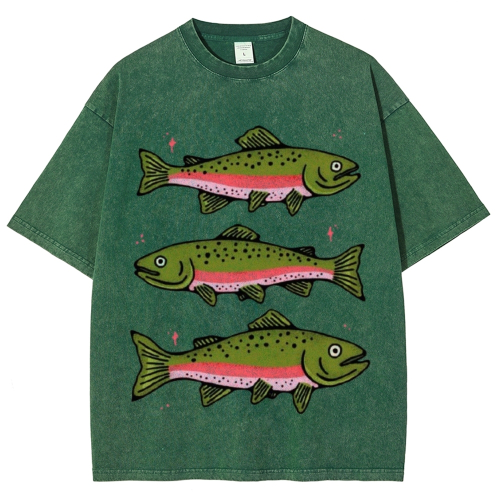 Three Trout Unisex Vintage Washed Tee
