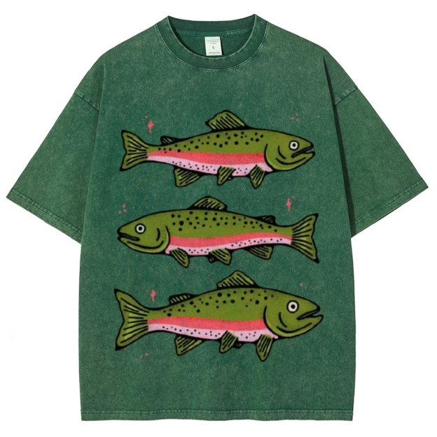 Three Trout Unisex Vintage Washed Tee
