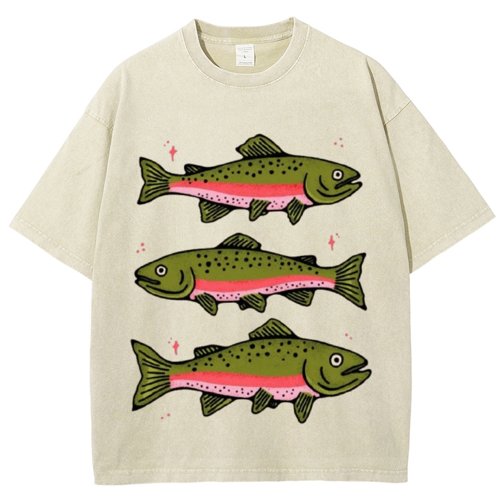 Three Trout Unisex Vintage Washed Tee