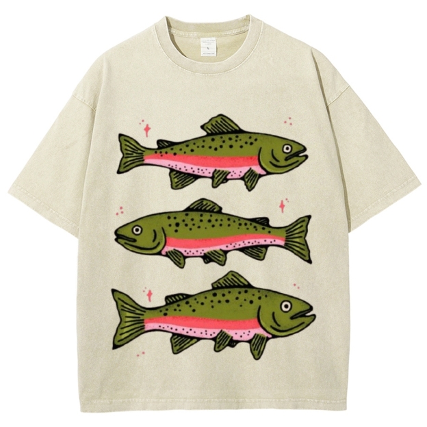 Three Trout Unisex Vintage Washed Tee