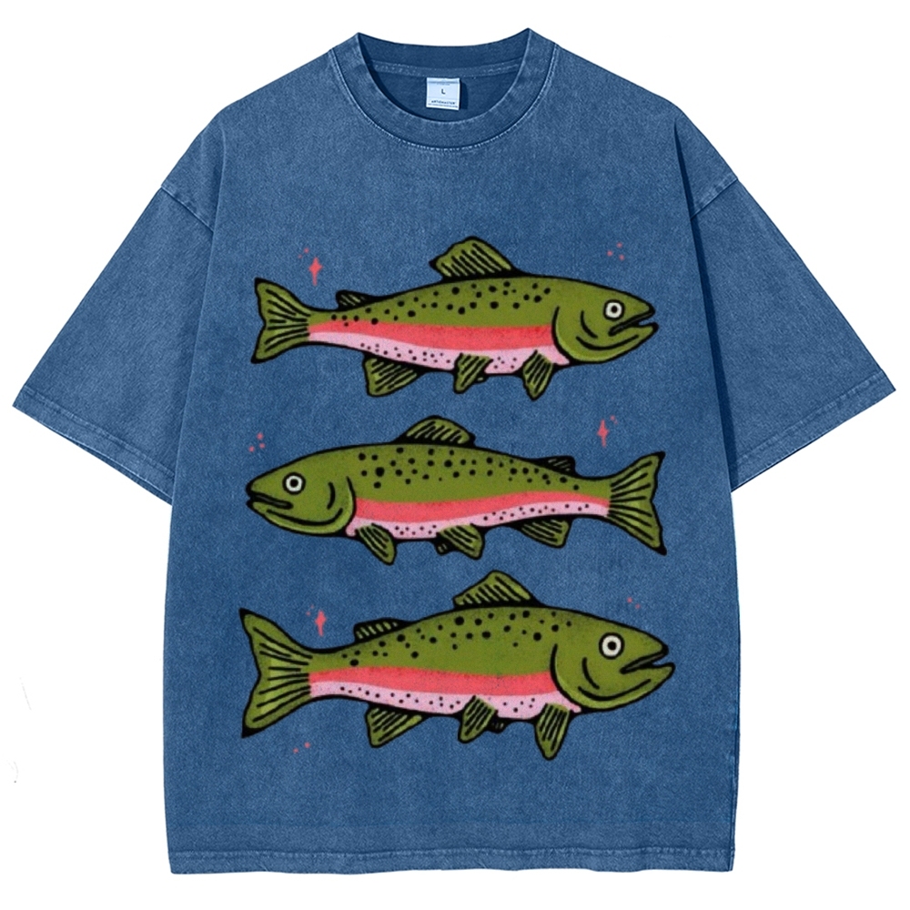 Three Trout Unisex Vintage Washed Tee