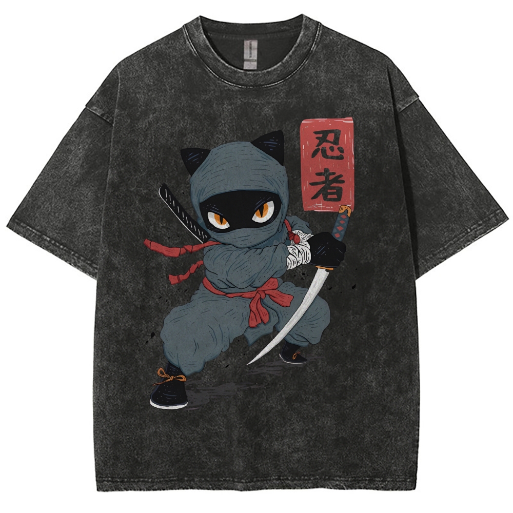 Unisex Ninja Printed Washed Tee
