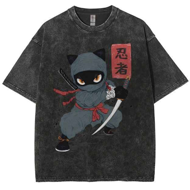 Unisex Ninja Printed Washed Tee