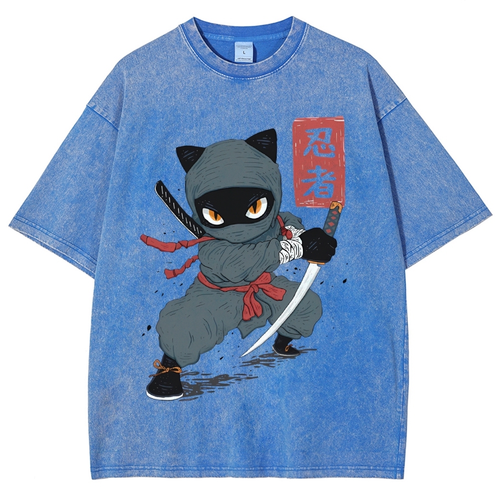 Unisex Ninja Printed Washed Tee