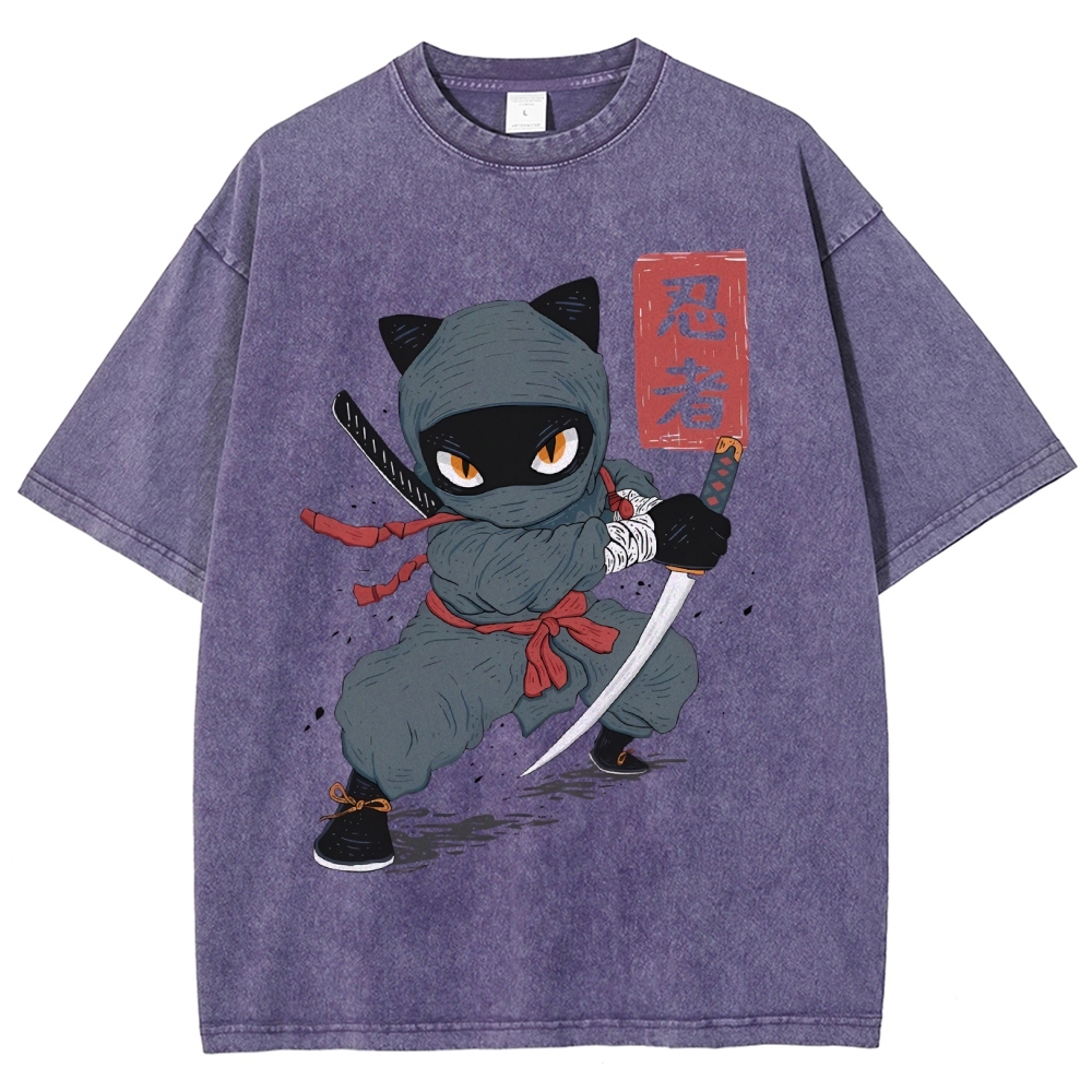 Unisex Ninja Printed Washed Tee