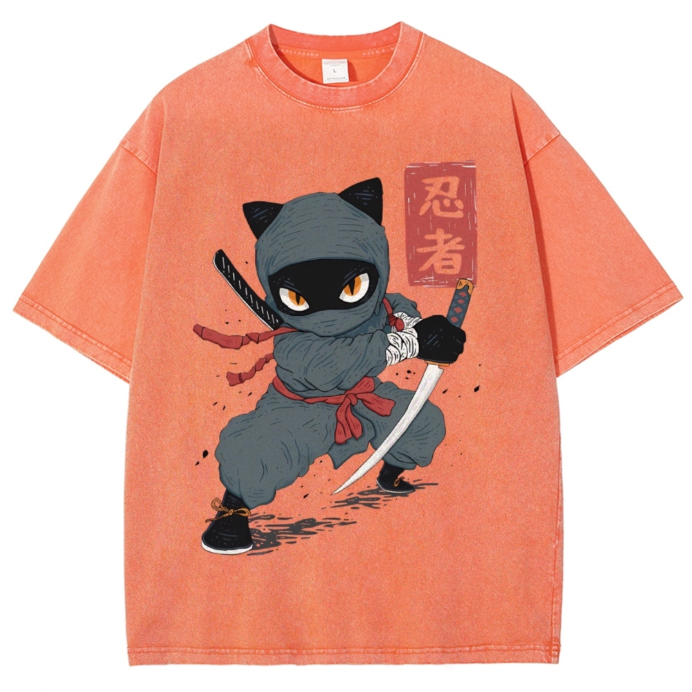 Unisex Ninja Printed Washed Tee