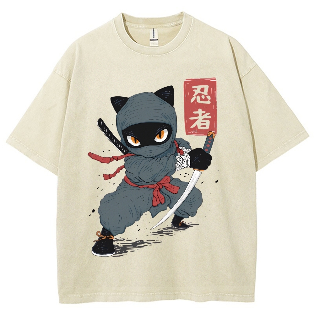 Unisex Ninja Printed Washed Tee
