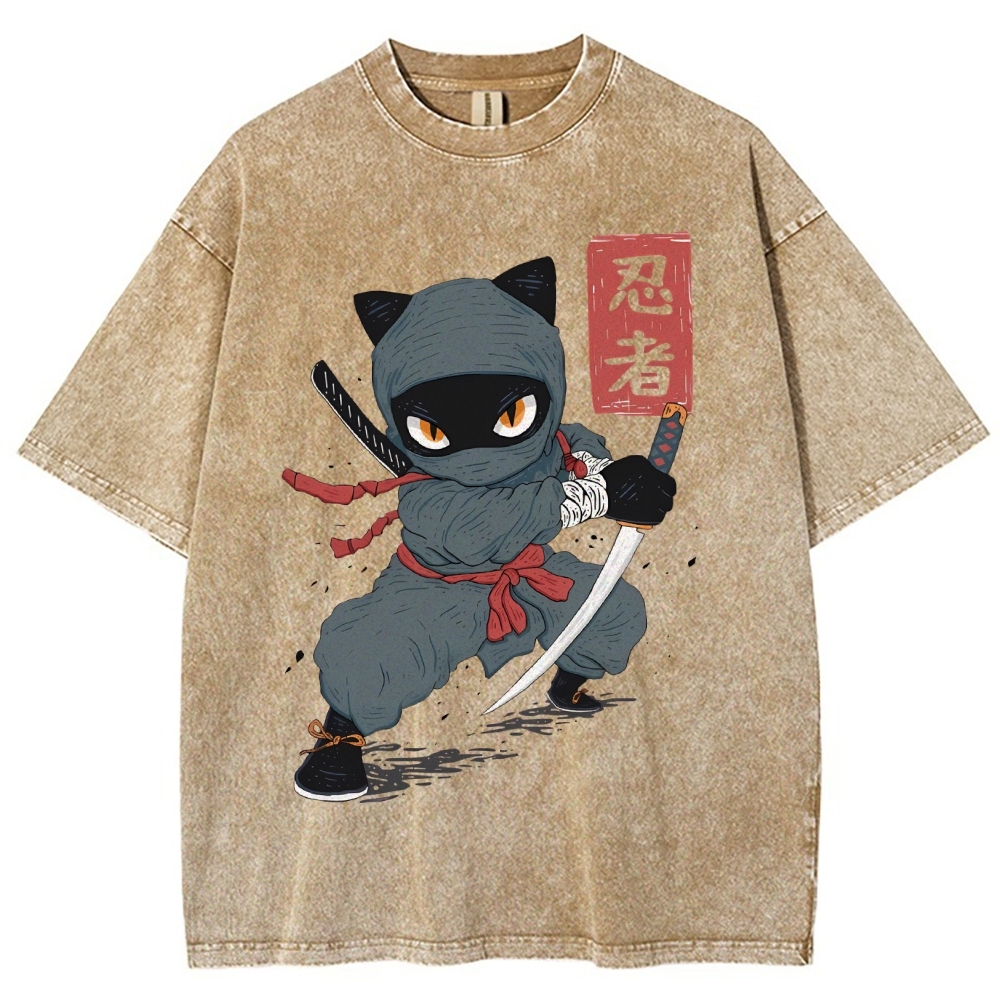 Unisex Ninja Printed Washed Tee