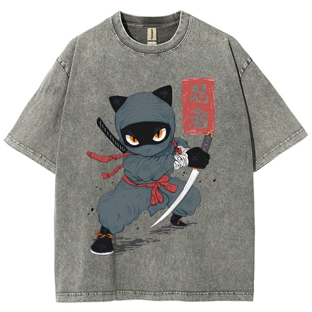 Unisex Ninja Printed Washed Tee