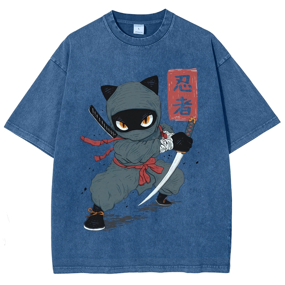 Unisex Ninja Printed Washed Tee