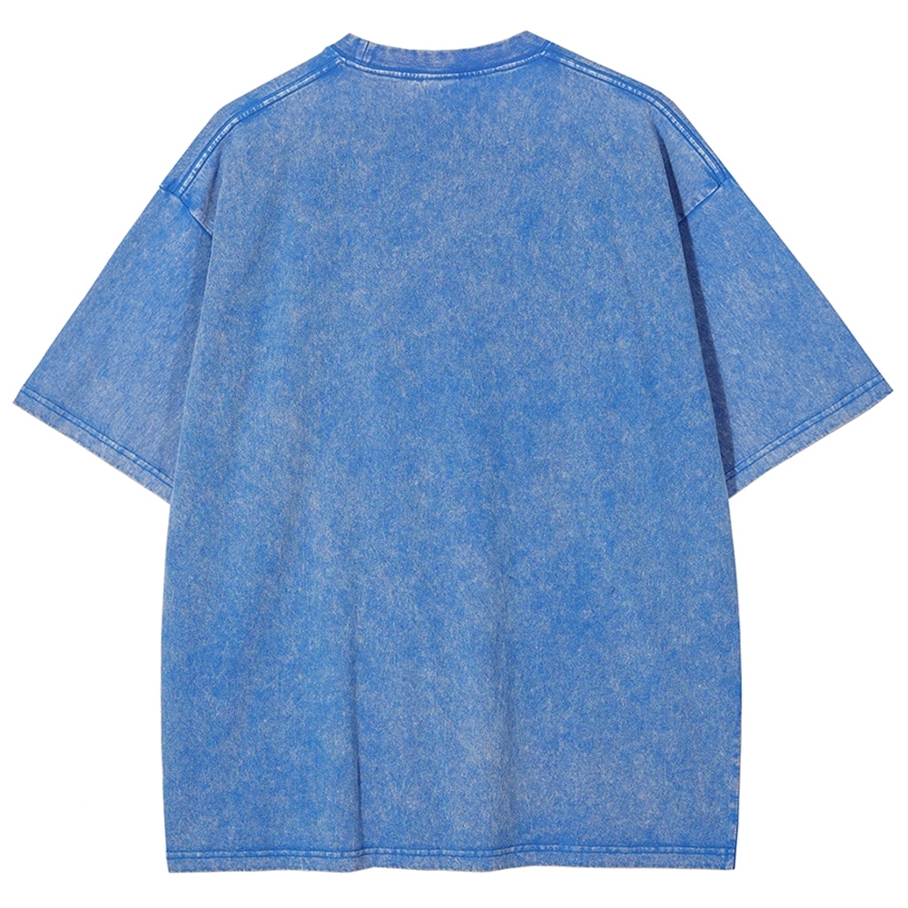 Unisex Japanese Octopus Printed Washed Tee