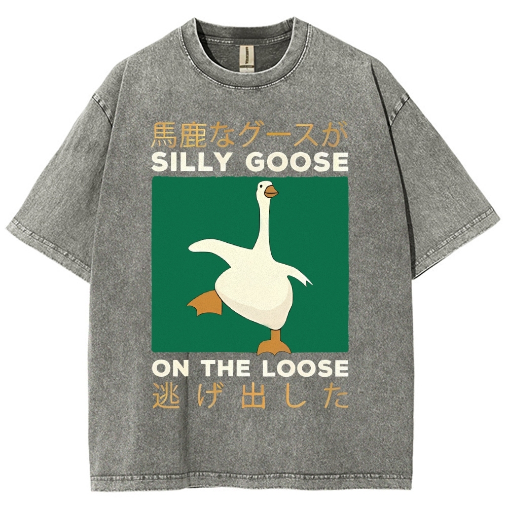Unisex Loose Printed Washed Tee
