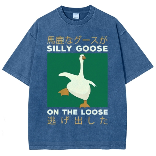 Unisex Loose Printed Washed Tee