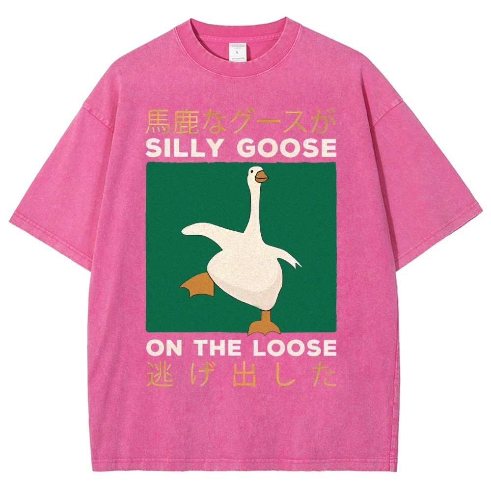 Unisex Loose Printed Washed Tee