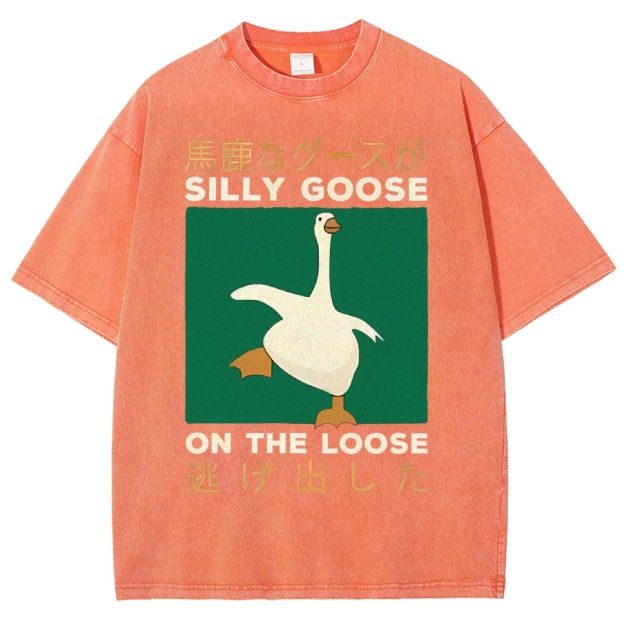 Unisex Loose Printed Washed Tee