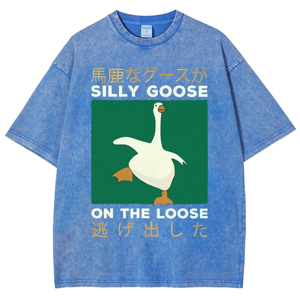 Unisex Loose Printed Washed Tee