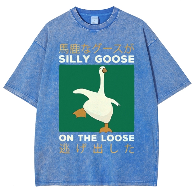 Unisex Loose Printed Washed Tee