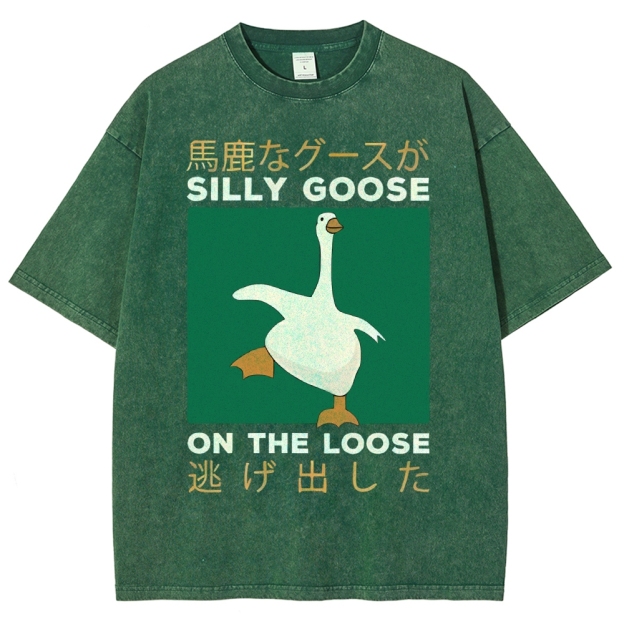 Unisex Loose Printed Washed Tee