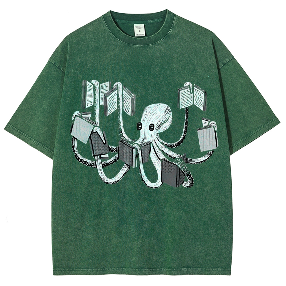Unisex Octopus Printed Washed Tee