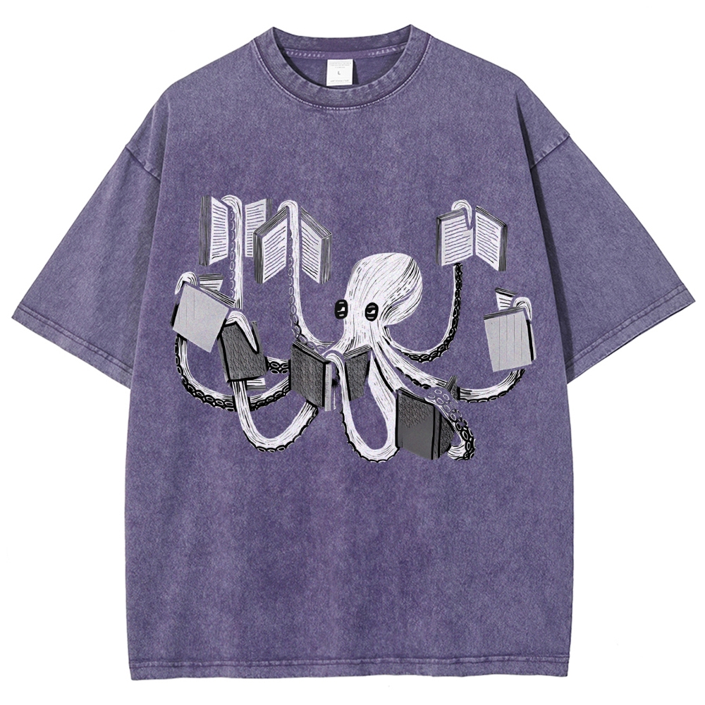 Unisex Octopus Printed Washed Tee