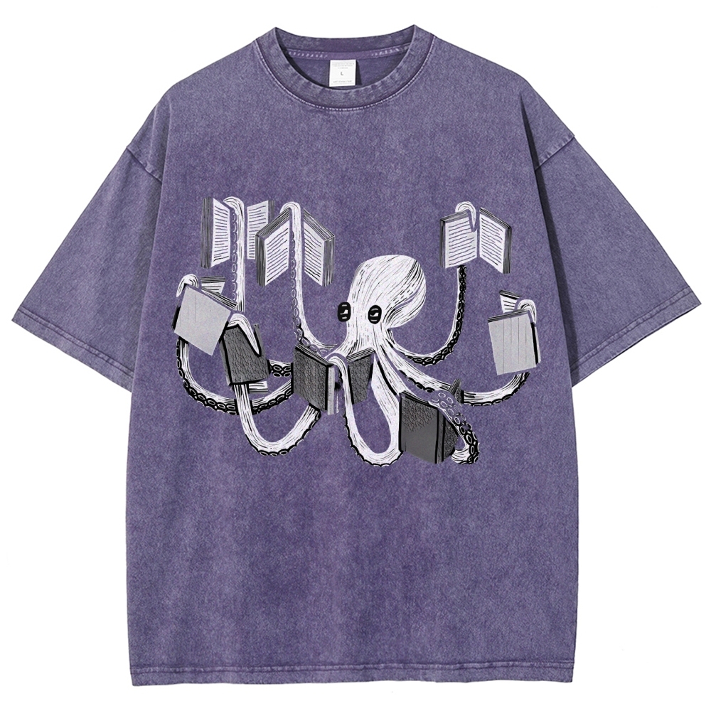 Unisex Octopus Printed Washed Tee
