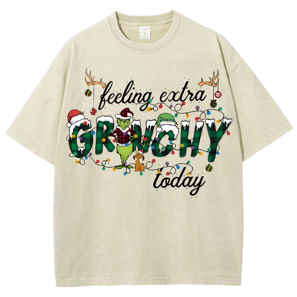 Unisex Christmas Printed Washed Tee