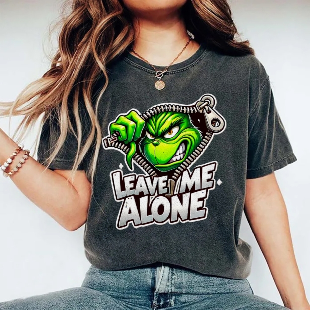 Unisex Leave Me Alone Printed Washed Tee