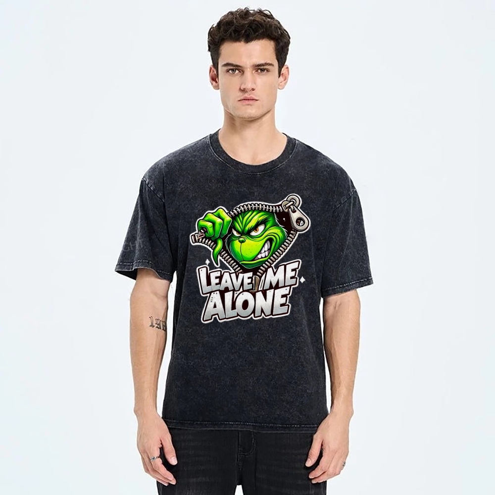 Unisex Leave Me Alone Printed Washed Tee